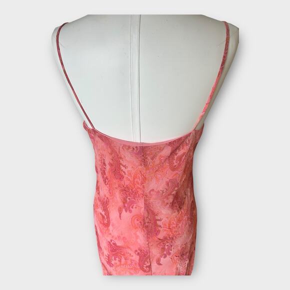 Vintage 90s Y2K City Triangles Ruffled Layered Slip Dress Pink Paisley 11 Flirty - Picture 5 of 9